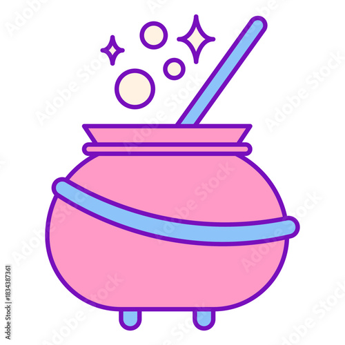 Magician colored cauldron stroke