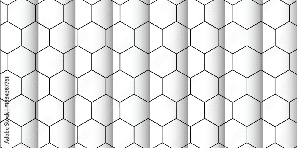 Naklejka premium Black and white hexagon pattern. Seamless background. Gray abstract honeycomb background.