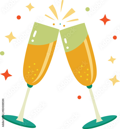 Celebration Champagne Glasses Vector Illustration.