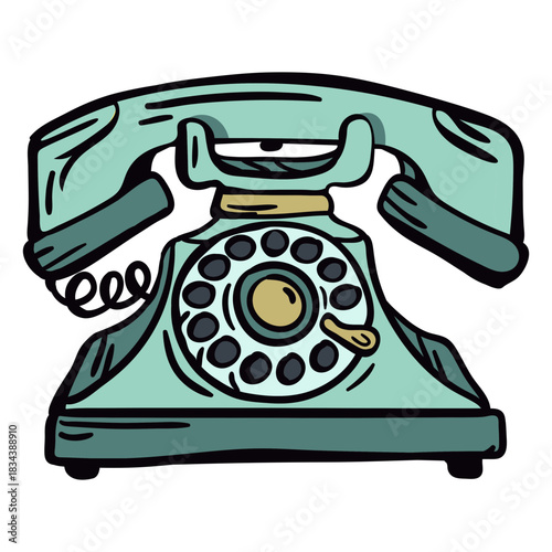 Hand drawn modern classic rotary phone