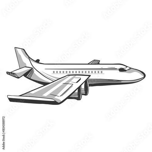 Passenger airplane profile outline