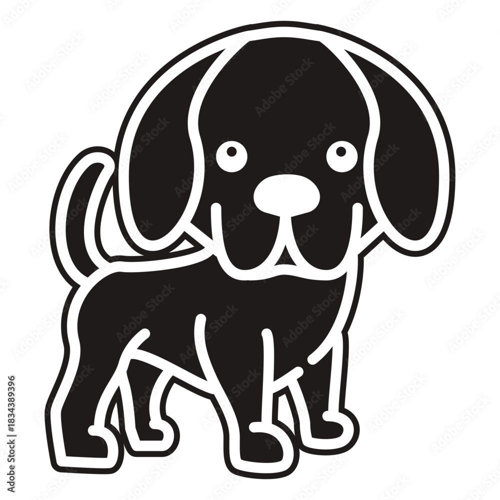 Fototapeta premium Cute puppy staring black