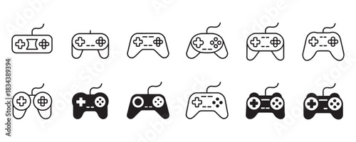 Level up your designs with this dynamic assortment of vector game controller icons, perfect for apps, websites, and branding projects