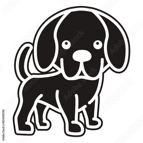 Cute puppy staring black