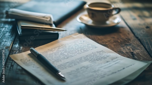 sheets laid out on a table, contracts, paperwork generative ai