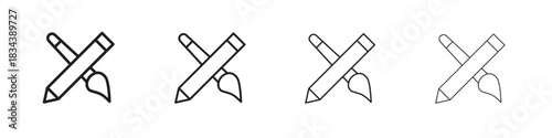 Pencil paintbrush icon, Set vector logo design templates,