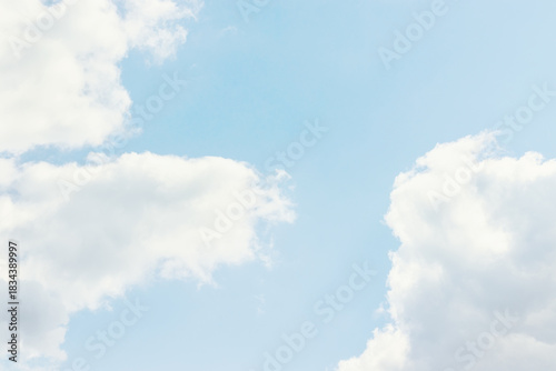 Beautiful blue sky with light white cloud background, dancer overcast. Demonstrating color, trend 2026 year.