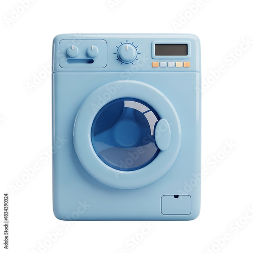 Cutestyle light blue washing machine isolated on transparent background illustration