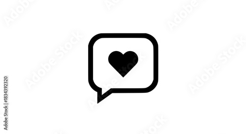 Romantic chat cloud black white icon 