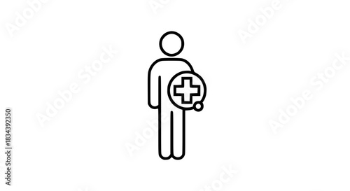 Man with cross sign simple shape black white icon  