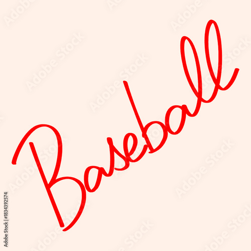 Red baseball script typography on a light background creating a sporty and energetic vibe perfect for sports themed designs and baseball-related content creation