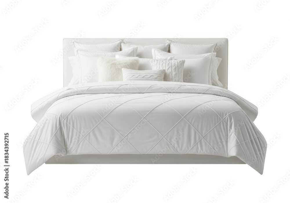Obraz premium White bed set isolated on transparent background