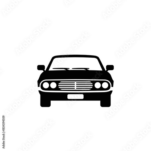 Front View of a Classic Car Silhouette.