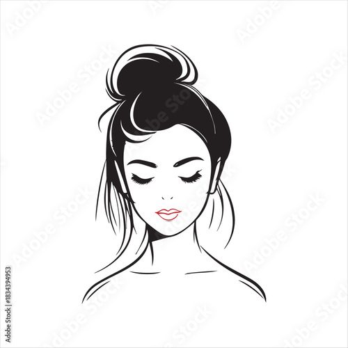 Stylish Woman's Head Minimalist Vector