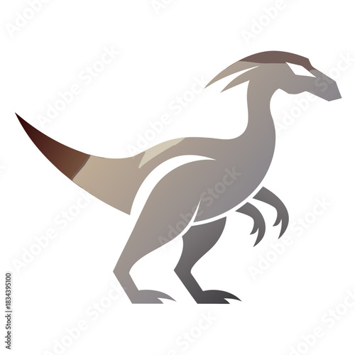 Stylized dinosaur silhouette with earthy tones
