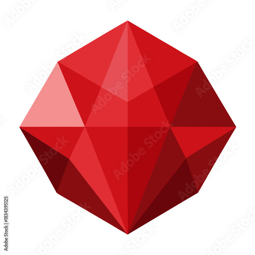 Abstract red gemstone faceted design