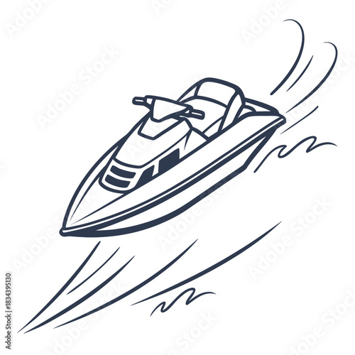 Jet Ski Speeding Through Water with Dynamic Motion Lines Keywords: jet ski, watercraft, personal