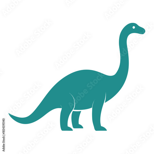 Teal silhouette of a brontosaurus dinosaur