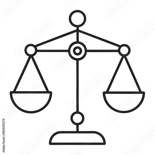 Simple line art icon of a balance scale
