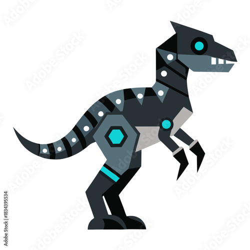 Futuristic robotic dinosaur with blue accents
