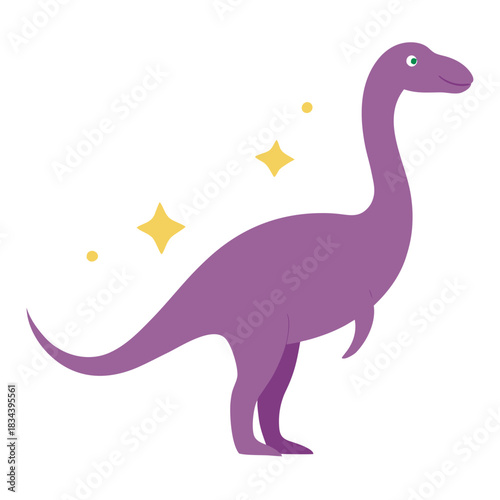 Cute purple dinosaur with yellow stars and dots