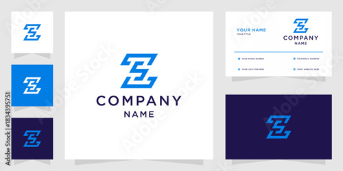 Geometric Blue Letter Z S Monogram Logo and Corporate Identity Set
