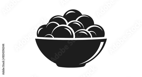 Bowl of grapes black and white fruit still life silhouette
