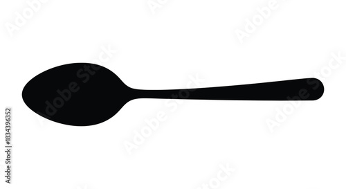 Simple black spoon illustration on white background minimalist silhouette