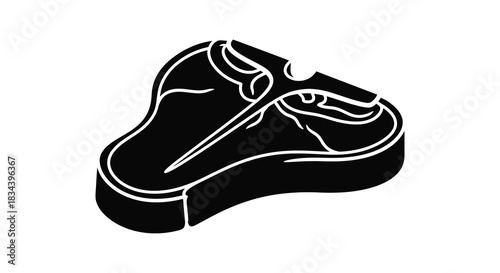 T bone steak illustration in black and white minimalist silhouette style silhouette