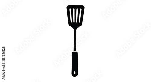 Slotted spatula kitchen utensil isolated on white background silhouette