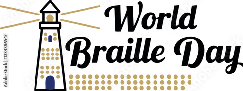 World braille day celebration with a lighthouse symbolizing guidance and illumination for the visually impaired community