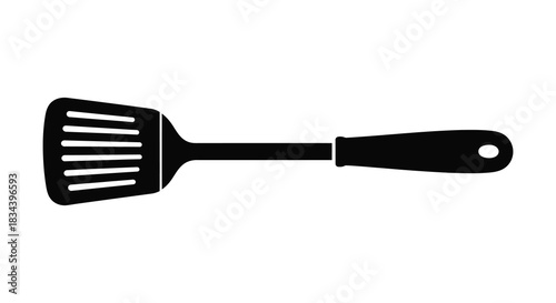 Slotted spatula kitchen utensil icon for cooking and frying food silhouette
