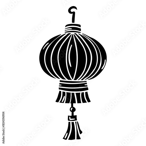 Hand drawn chinese lantern black