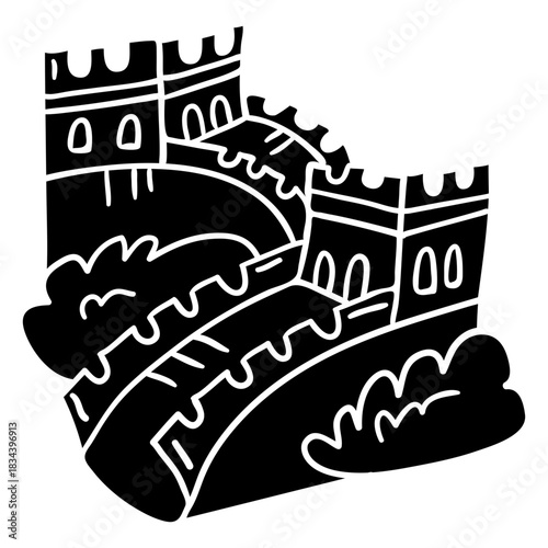 Hand drawn chinese great wall black