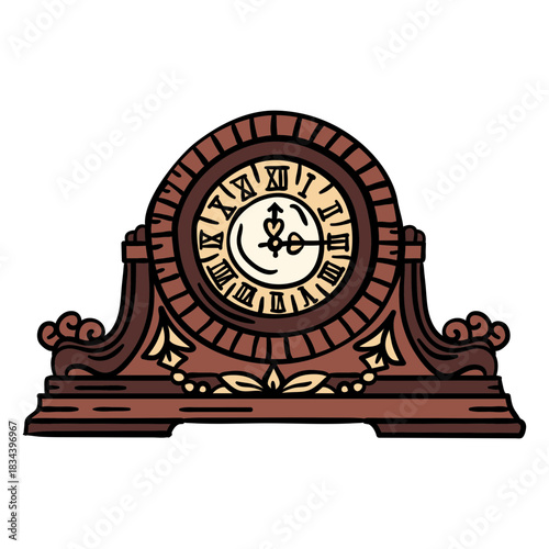 Hand drawn classic mantel clock