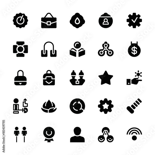 Black and White Icons for Business Technology and Communication symbol