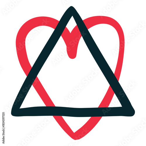 Triangle heart adoption symbol hand drawn
