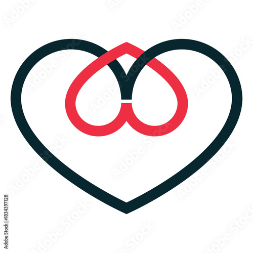 Two hearts adoption symbol