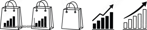 Shopping bags with rising bar charts a concept of sales growth and business success
