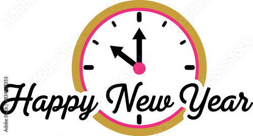 Festive new year s eve clock showing almost midnight with happy new year text celebration