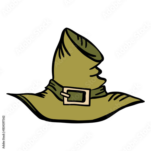 Hand drawn green pilgrim hat