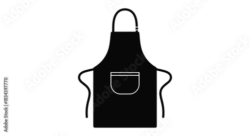Simple black apron with pocket illustration in silhouette style silhouette