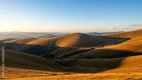 Rolling Hills at Sunset - A Golden Landscape Video.