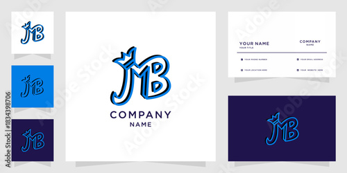 JMB Monogram Logo with Crown and Business Card Mockup