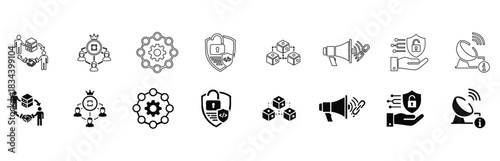 DAO and Blockchain Icon Set   Vector Line Icons for Crypto, Web3, Networking and Security Ui
