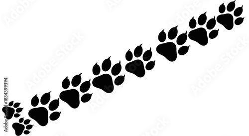 Paw Print Trail A Vector Illustration of Canine or Feline Footprints, Symbolic of Movement
