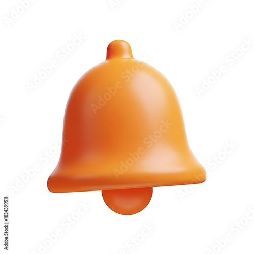 Bright orange 3d rendered notification bell icon