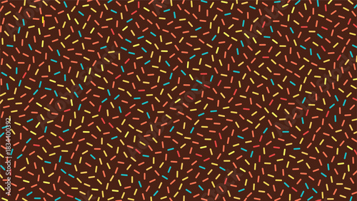 Colorful sprinkles on chocolate banner background, colorful falling decorative sprinkles background vector illustration eps 10