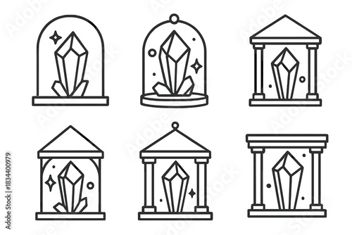 Ethereal Crystal Icons. Icons for: ethereal crystal destiny icons, divine mineral alignment symbols, celestial gemstone stations,