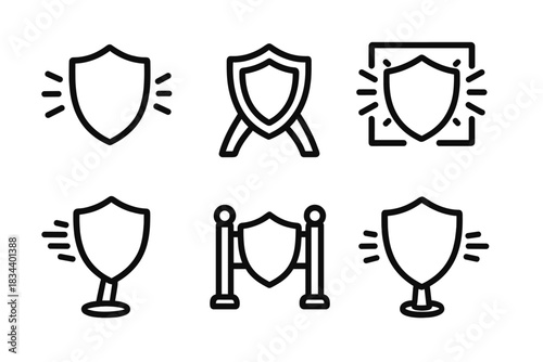Vigorous Defense Icons. Icons for: vigorous defensive markers, strong stance symbols, power-charged barriers, bold protection